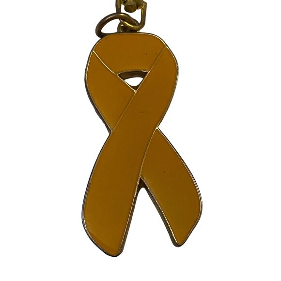 Yellow Ribbon Keychain Bladder Cancer Awareness Charm Single Sided Souvenir - Picture 3 of 5